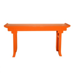 "Hermes Orange" Lacquered Console