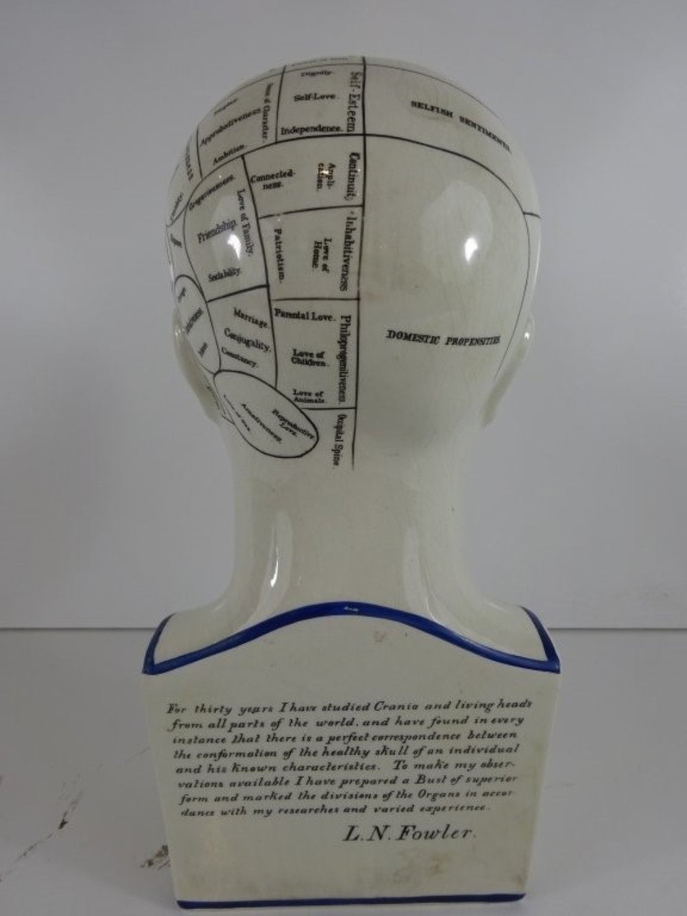 l n fowler phrenology head original