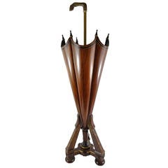 Victorian Style Umbrella Stand Mahogany & Brass