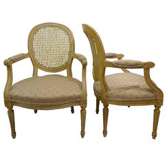 Pair of Cane Back Fauteuil Chairs