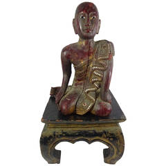 Antique polychromed and Jeweled Buddha