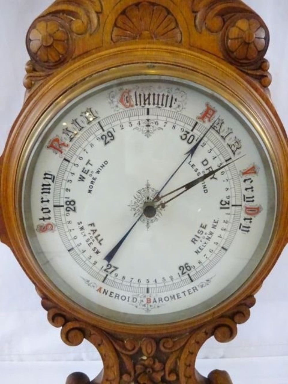 English Carved Oak Barometer