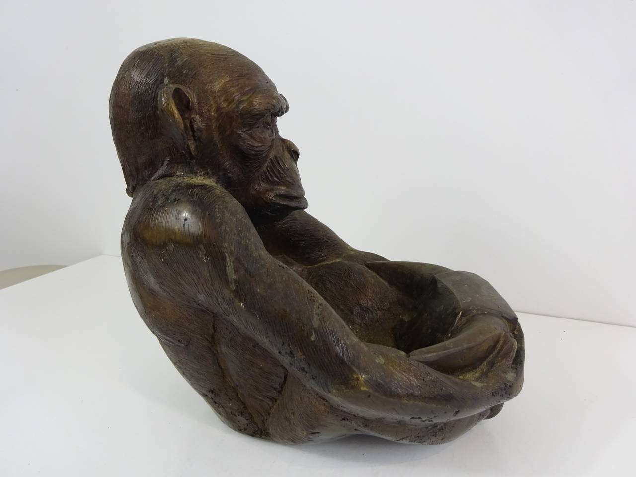 French Figural Bronze Monkey Bowl