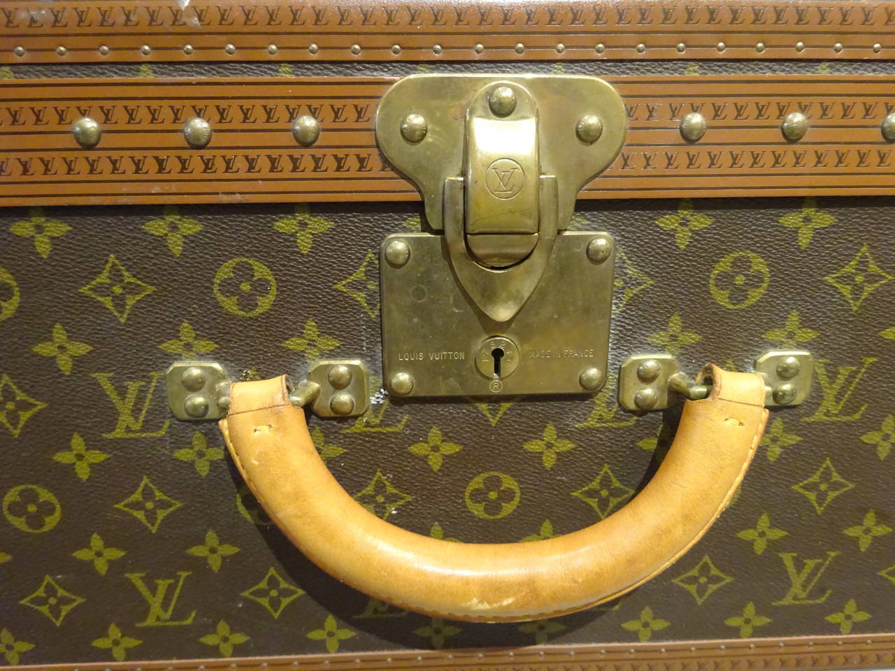 French Jumbo Vintage Louis Vuitton Monogram Suitcase
