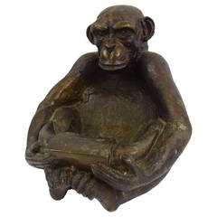 Figural Bronze Monkey Bowl