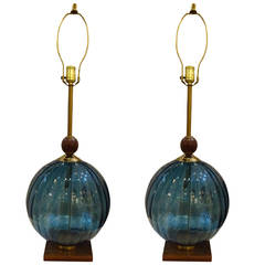 Pair of Blenko Stye Lamps