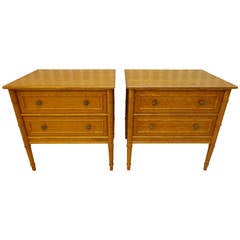 Pair of Bamboo Motif Two-Drawer Nightstands