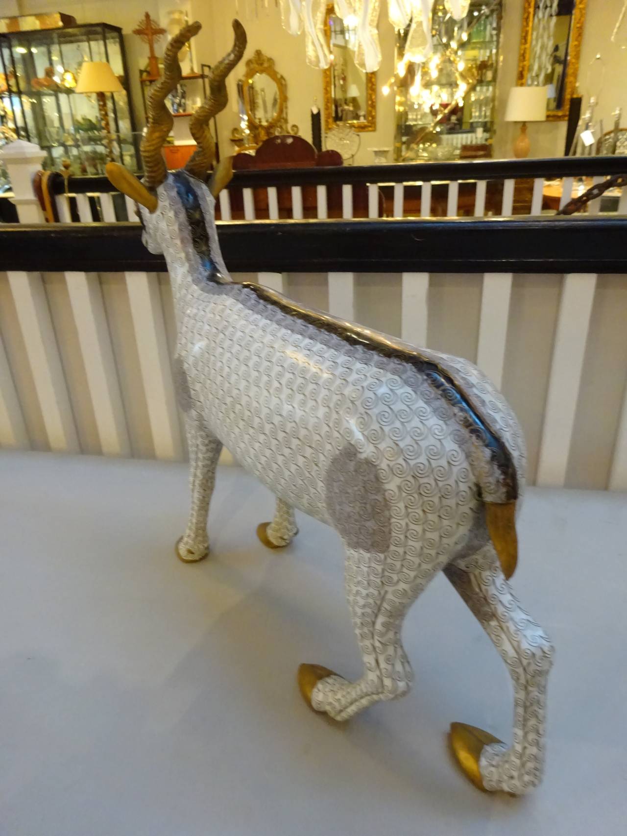 Large Chinese Cloisonné Figure of an Antelope In Good Condition In Oaks, PA