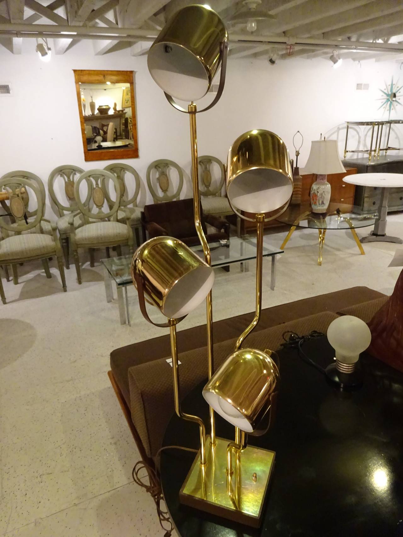 1970's Articulated Brass Table Lamp, with four Diminutive 