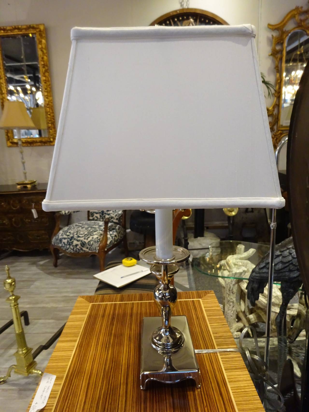 Neoclassical Revival Silverplated Bronze Bouillotte Lamp