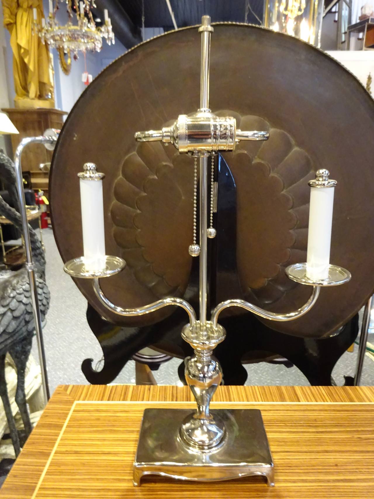 Unknown Silverplated Bronze Bouillotte Lamp