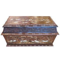 Anglo Indian Inlaid Bone Elephant Motif Trunk