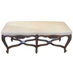 Louis XVI Style Carved Walnut Bench