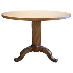 Yew Wood Biedermeier Center Pedestal Dining Table