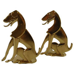 Pair of Art Deco Brass Dog Bookends