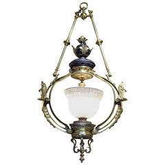 Massive Victorian Bronze Chandelier Attributed to F&C Osler