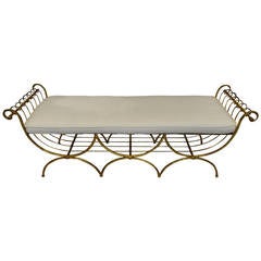 Italian Neoclassical Style Gilt Metal Bench Italian Neoclassical Style Gilt Metal Bench