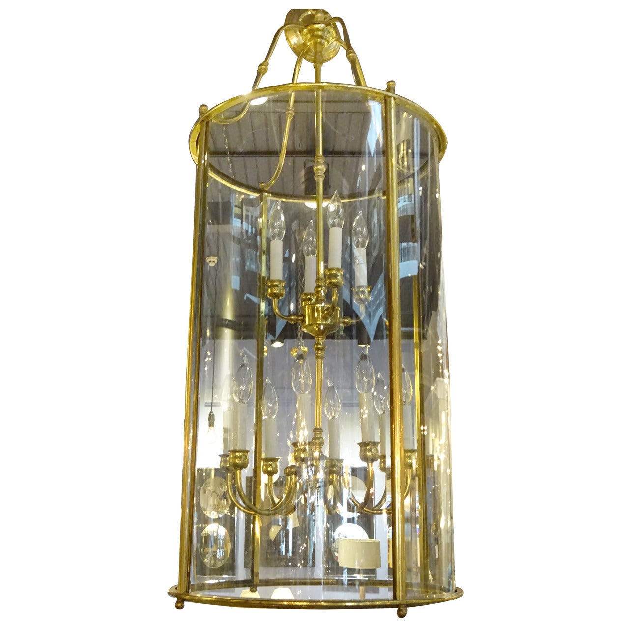 Large Vintage Brass Double Hanging Lantern