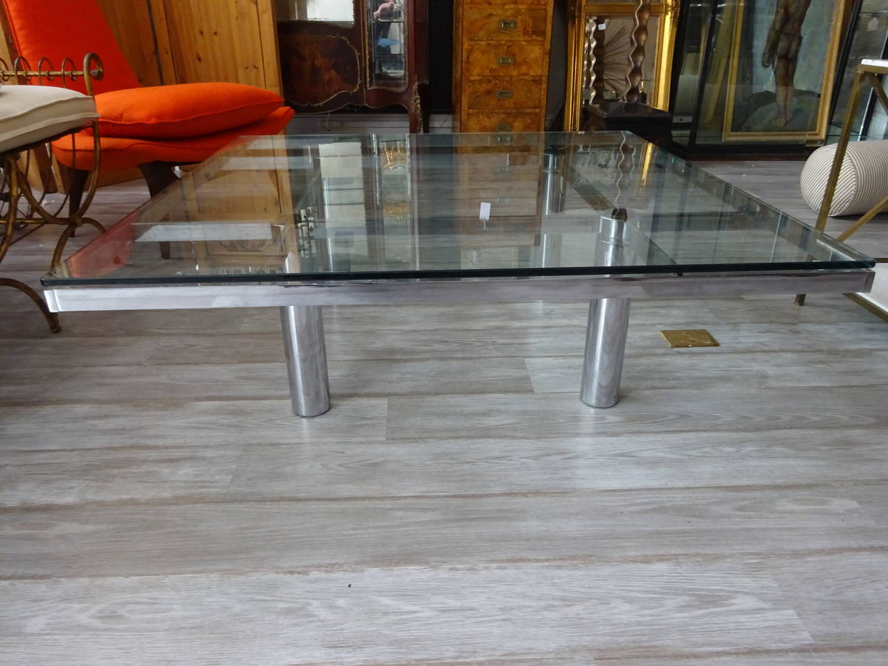 Mid-Century Modern Tobia Scarpa for Knoll Square Glass and Chrome Coffee Table