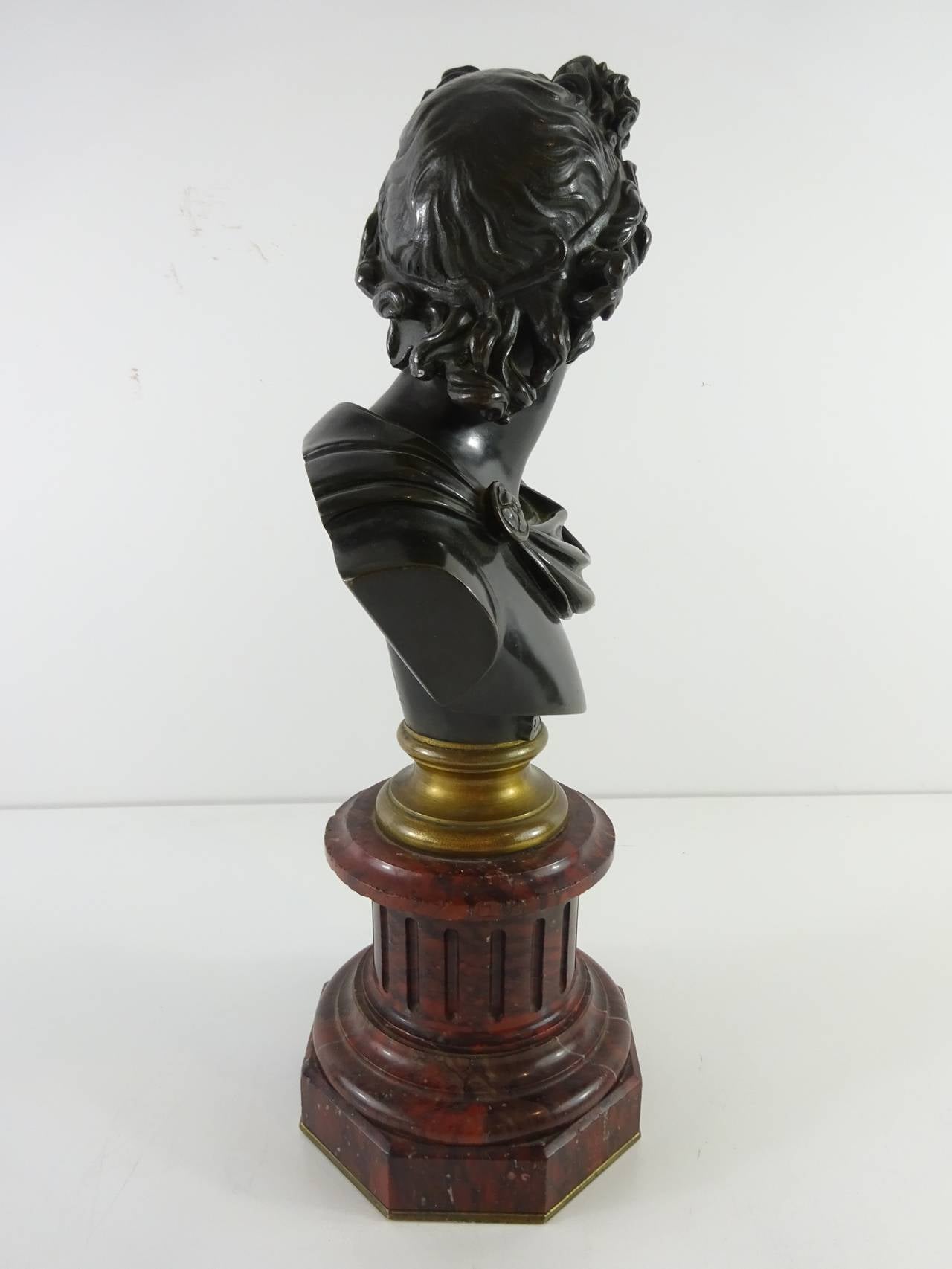 French Apollo Belvedere Grand Tour, Bronze Portrait Bust