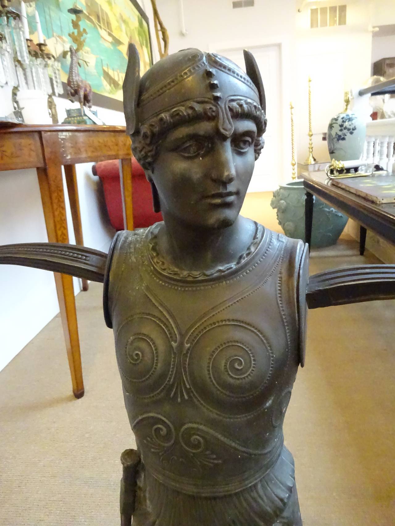 High Victorian Figure of an Etruscan Warrior as a Towel Rack For Sale