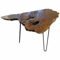 Mid Century Organic Slab Table with Hairpin Legs