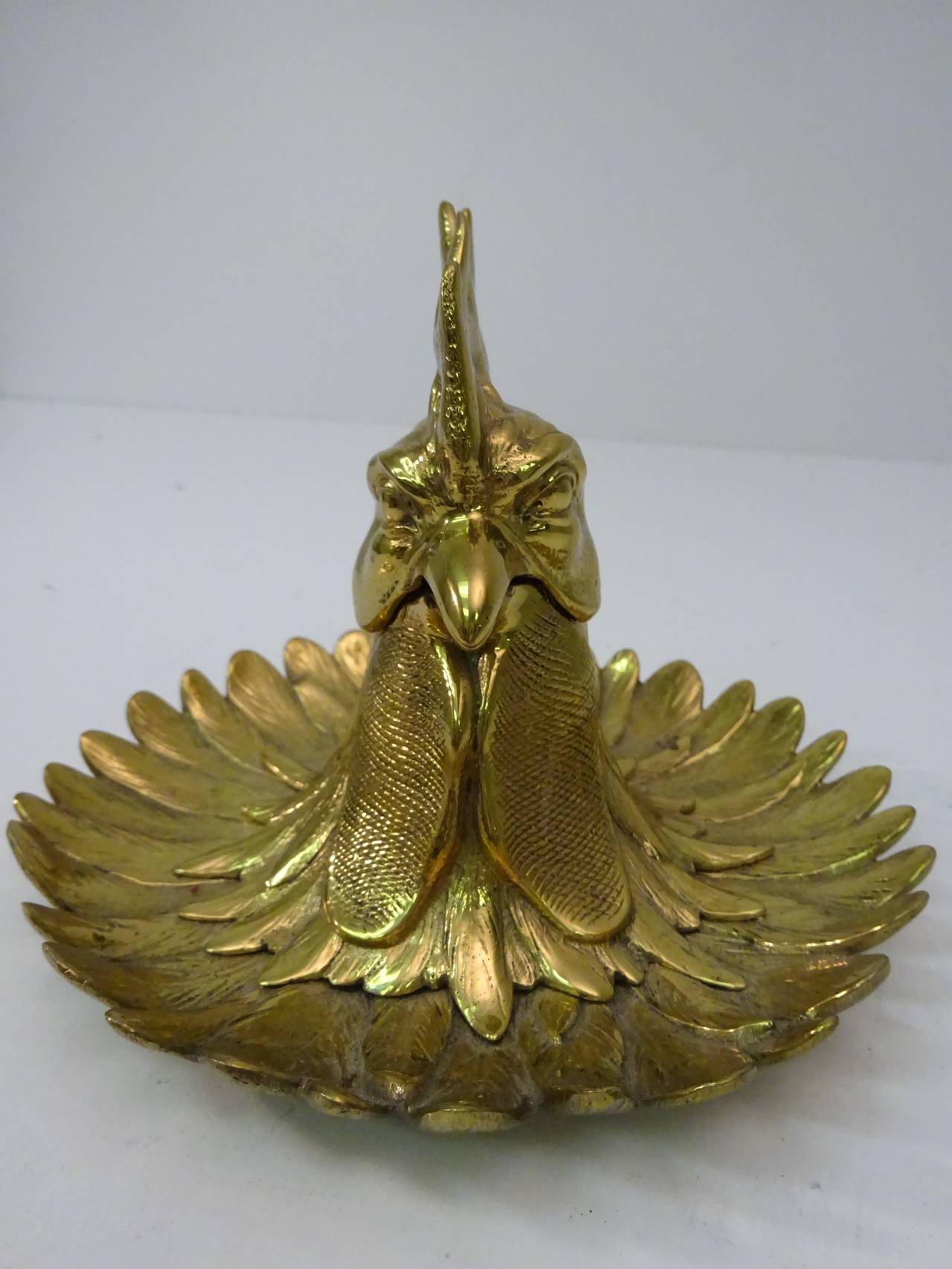 French Bronze Rooster Motif  Match Strike, realistically cast