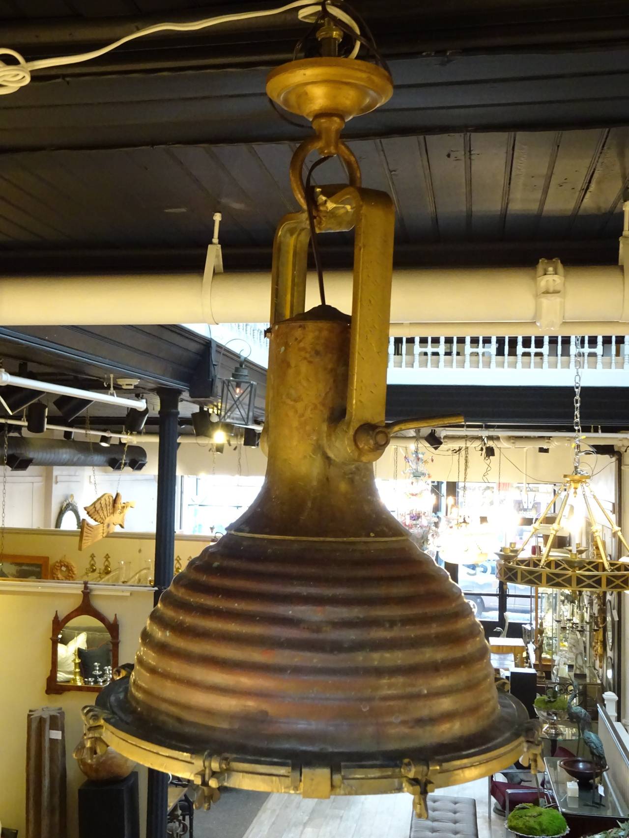 Industrial Copper and Brass Ship Deck Light For Sale