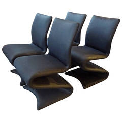 Set of Four Curved Dining Chairs in the Style of Verner Panton