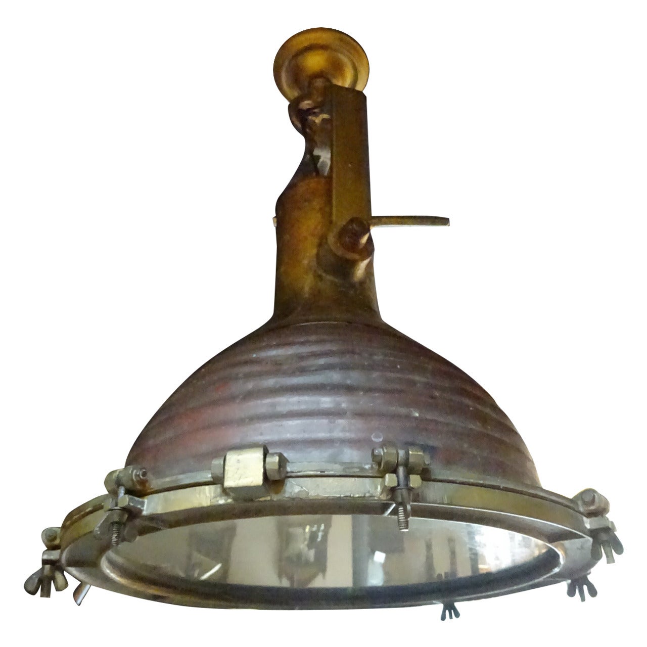 Copper and Brass Ship Deck Light For Sale