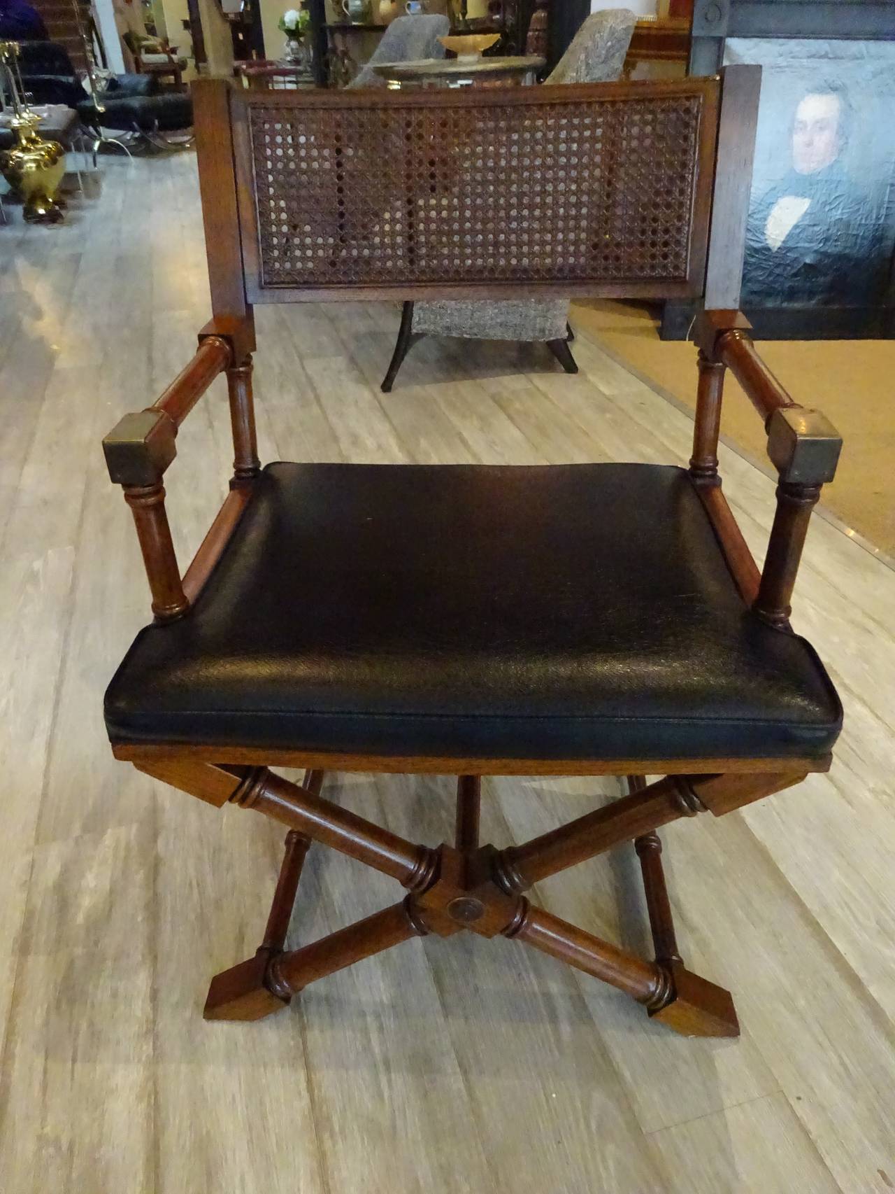Pair of Mid-Century Campaign Chairs In Good Condition In Oaks, PA