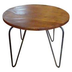 Mid-Century Hairpin Table with Turntable Top