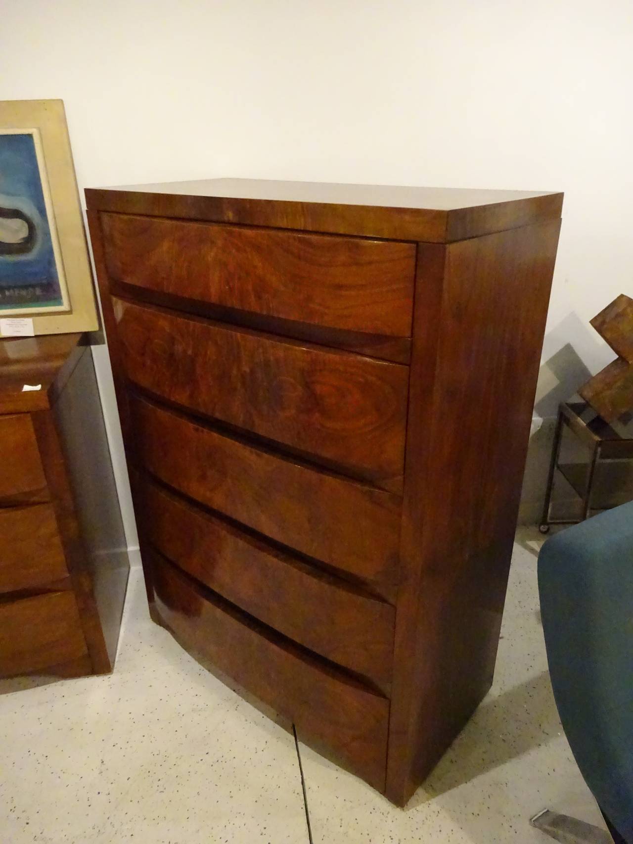 Art Deco Burl Walnut Tall Chest of Drawers In Good Condition In Oaks, PA