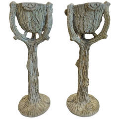 Pair of French Faux Bois Planters