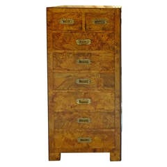 Olive Wood Campaign Style High Chest