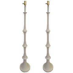 Pair of Giacometti Style White Floor Lamps