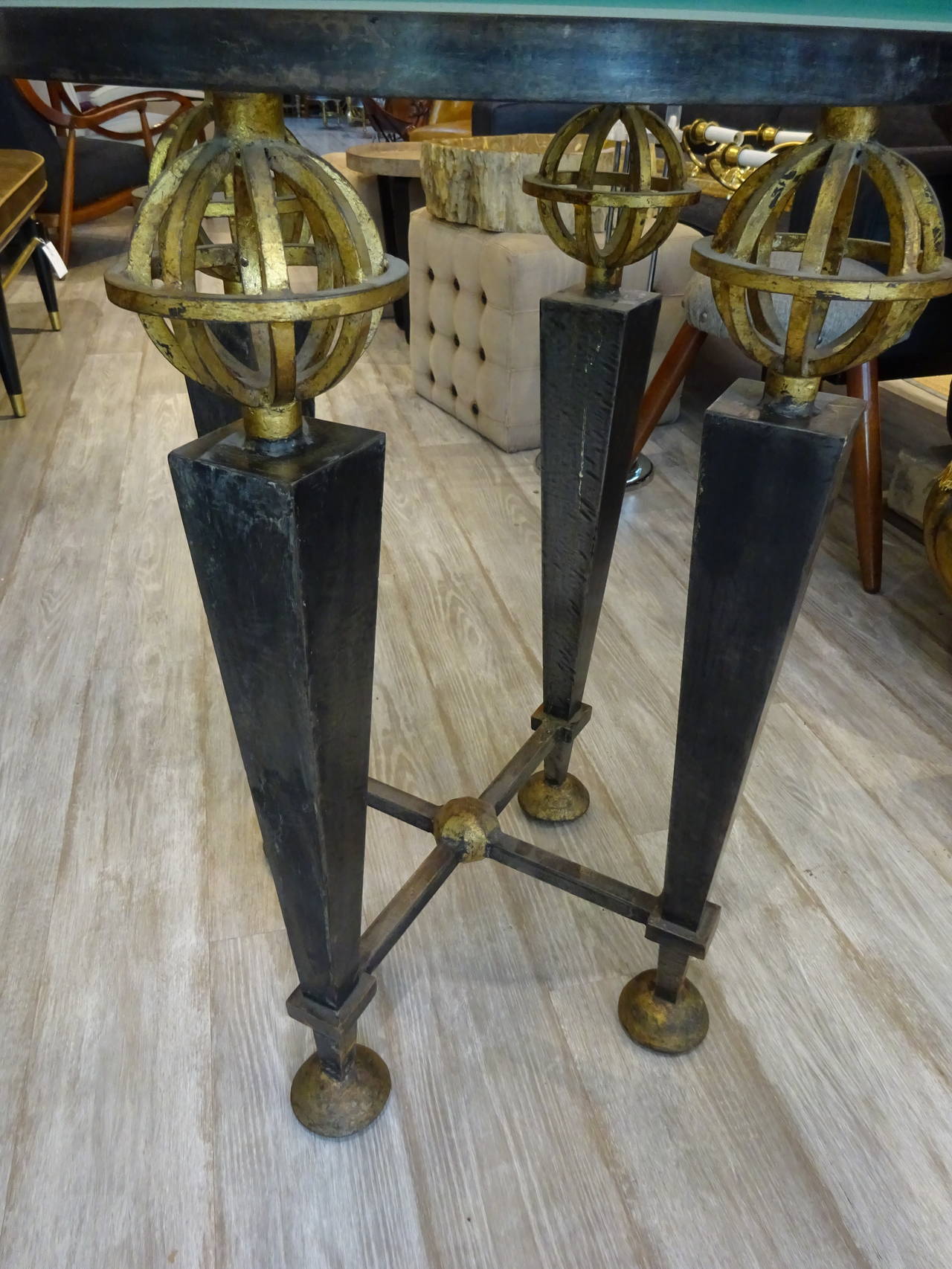 Neoclassical Revival French Neoclassical Gilt Iron Gueridon For Sale