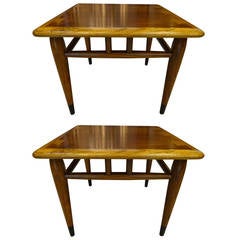 Pair of Diminutive Square Lane Dovetail Tables