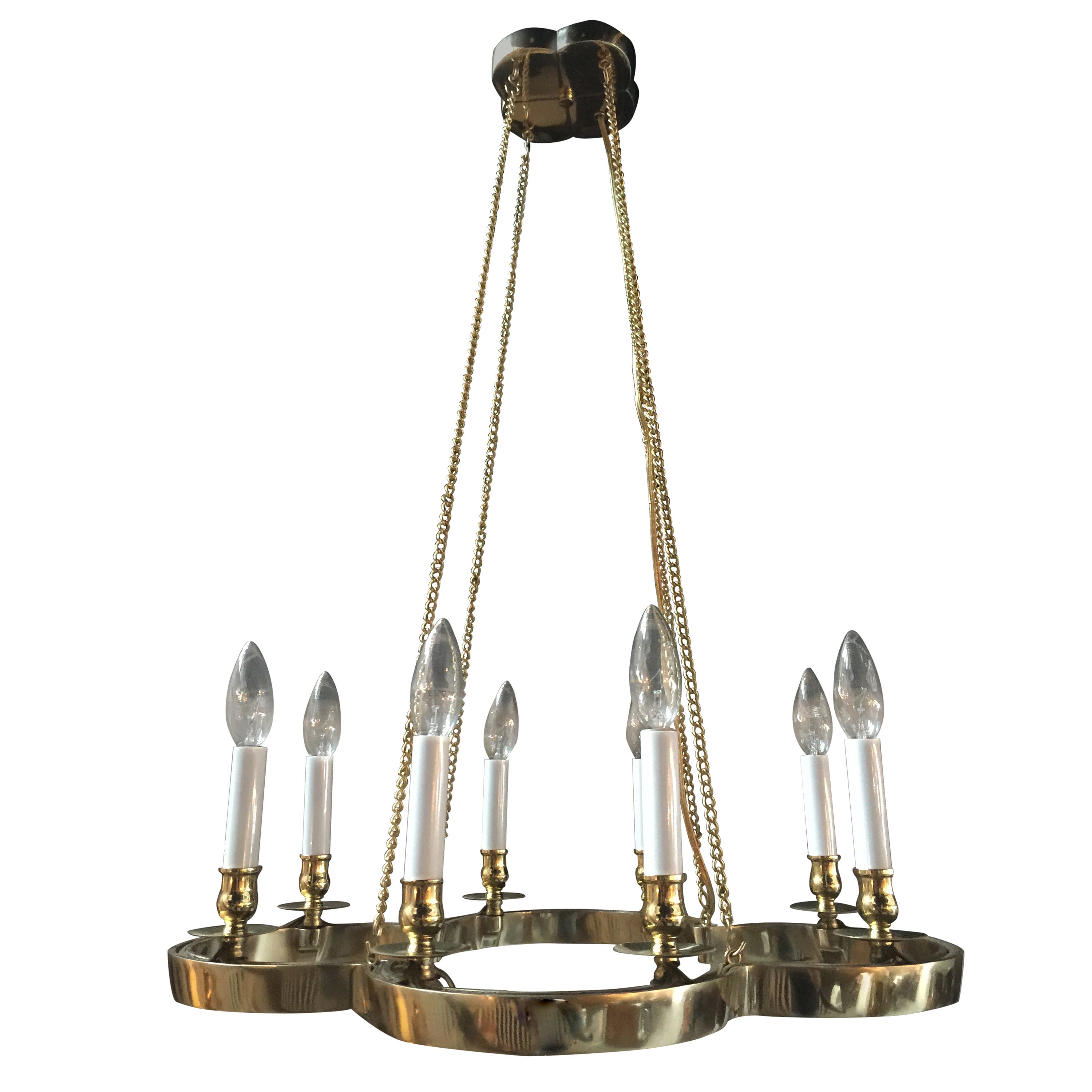 Brass Chandelier in the Manner of Tommi Parzinger For Sale
