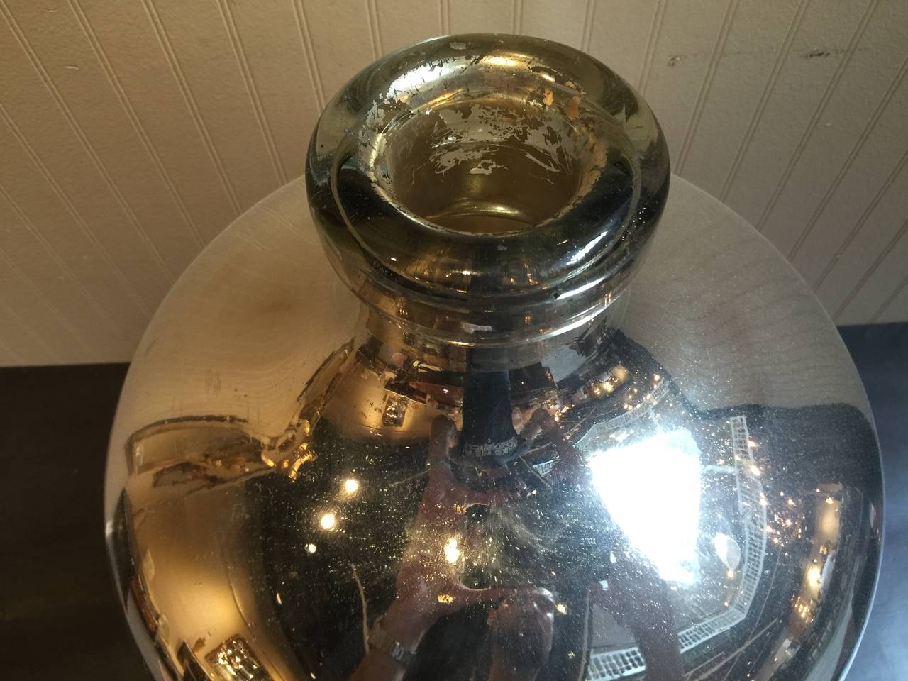 Large Vintage Mercury Glass Vase at 1stDibs