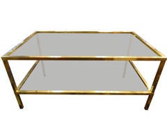 Brass and Glass Two Tier Coffee Table
