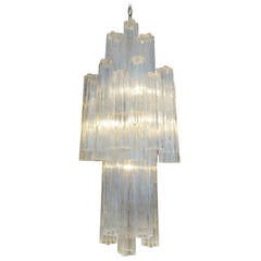 Large Italian Tubular Glass Chandelier by Camer Large Italian Tubular Glass Chandelier by Camer
