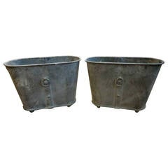 Pair of Neoclassical Zinc Oval Planters