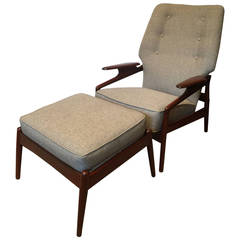 Finn Juhl Style Lounge Chair and Ottoman