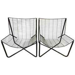 Pair of Danish 1980s Geometric Wire Chairs