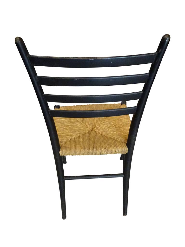 Mid-Century Modern A Set of Four Ladder Back Side Chairs in the Style of Gio Ponti