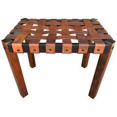 Small Woven Leather Stool