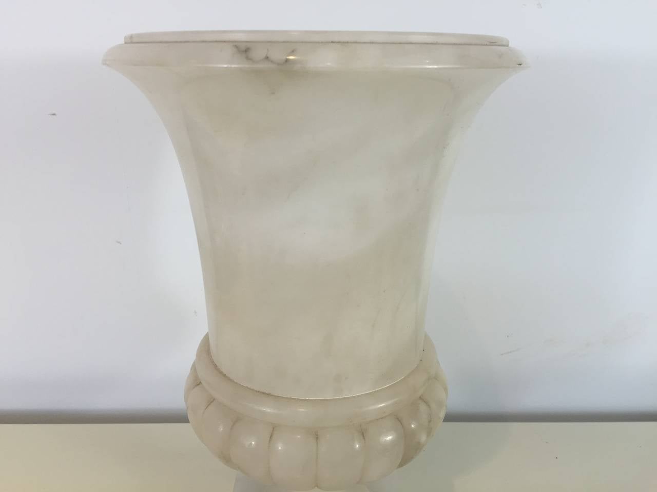 Italian Art Deco Carved Marble Campana Urn Lamp