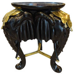 French Aesthetic Period Ebonized Elephant Form Stand with Brass Mounts