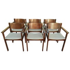 Set of Six Harvey Probber Bent Mahogany Arm Chairs 2